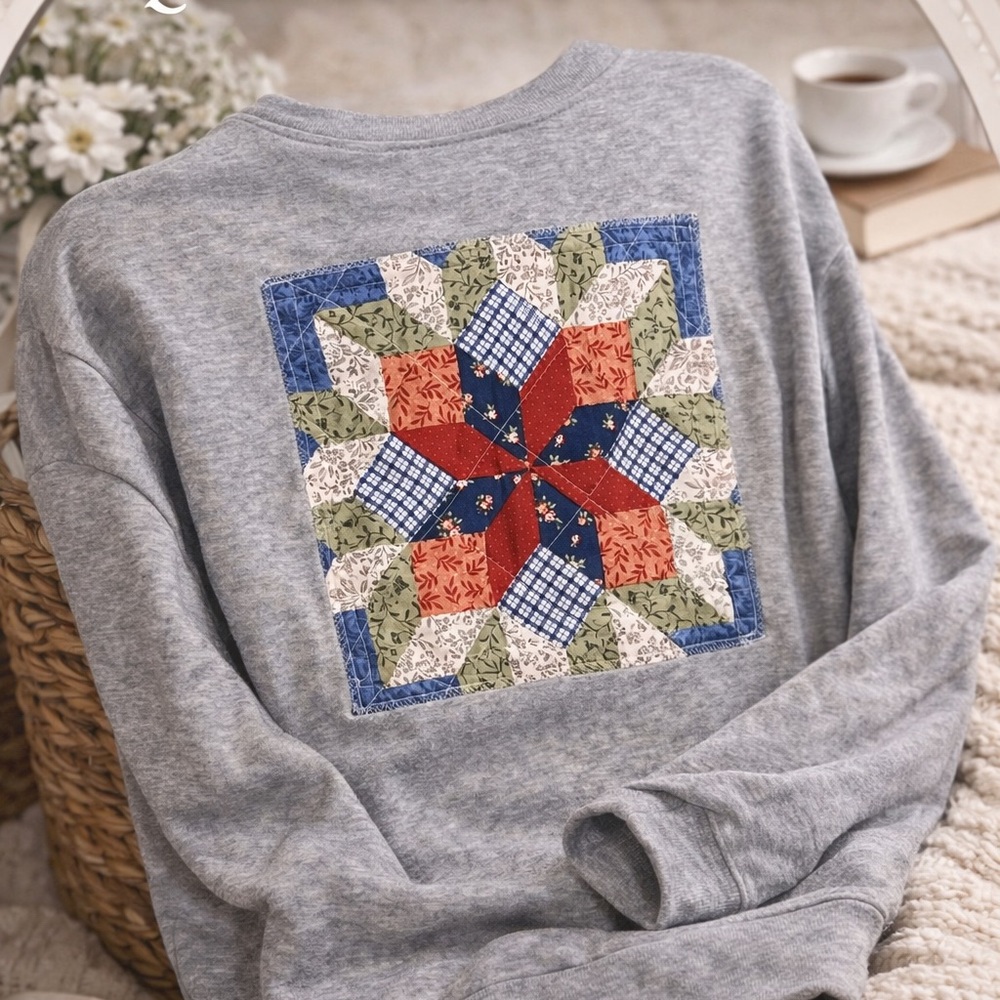 Gray Sweatshirt With Patchwork Design - image 1